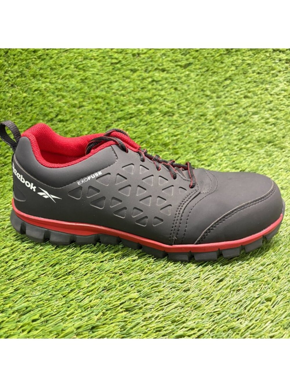 Reebok Sublite Cushion Mens Size 7.5 Black Red Composite Toe Safety Work Shoes